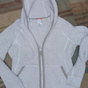 NORTH FACE WHITE ZIP UP HOODIE JACKET